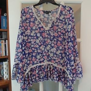 Living Doll boho sheer floral tunic